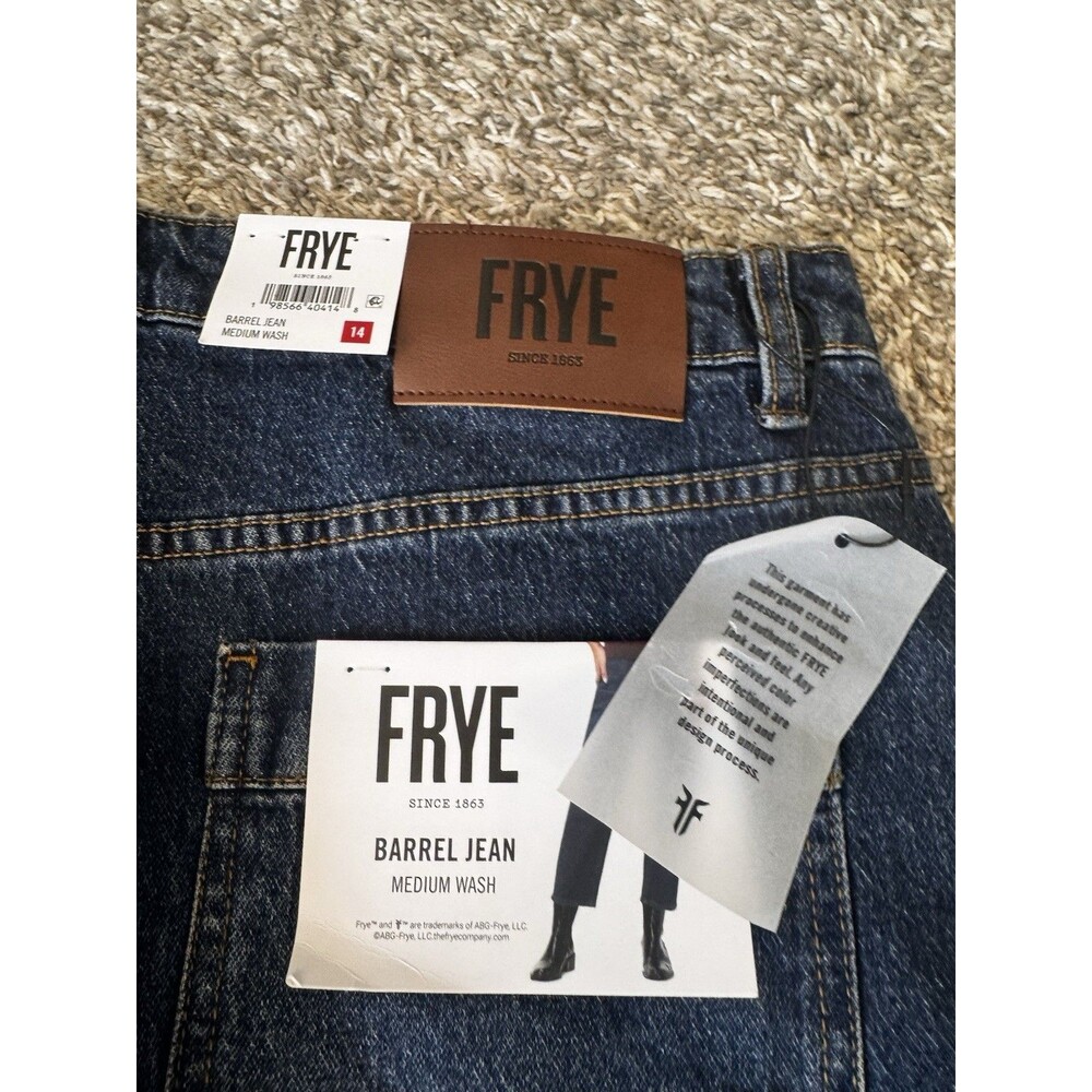 Frye Womens Barrel Jeans Size 14 Medium Wash High Rise Utility NWT - Picture 11 of 14